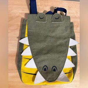 Kids Canvas Crocodile Alligator Dinosaur Mini Backpack in Green and Yellow